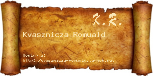 Kvasznicza Romuald névjegykártya